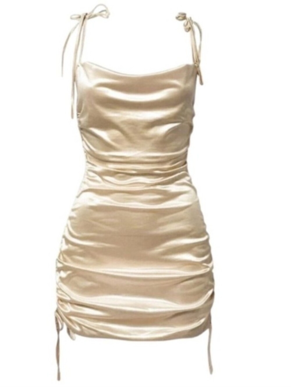 LEAU | Cabo Satin Dress Size S In Champaign Color